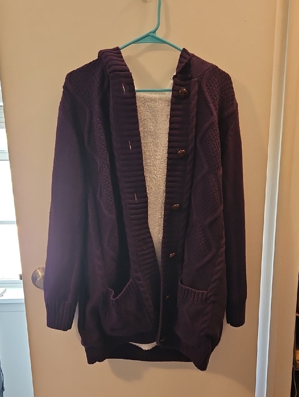 Amazon Women's Hooded Cardigan Sweater - Deep Plum